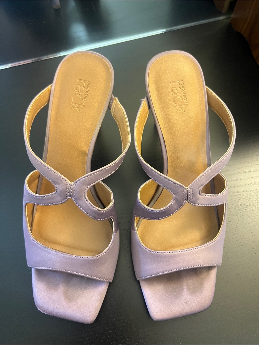 Women's Lavender Cutout Slide Mules with Square Toe